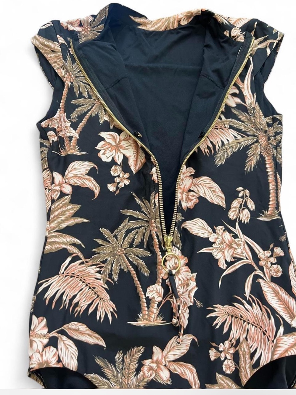 Seafolly Castaway Zip Front One Piece Palm Vacation US 6 Aus 10 - Picture 5 of 10